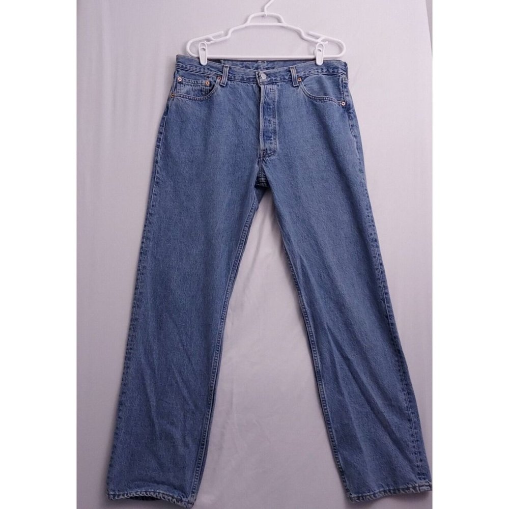 Levi's 501 Jeans Men's 36x32 Straight Leg Button Fly Blue Pants Denim Biege